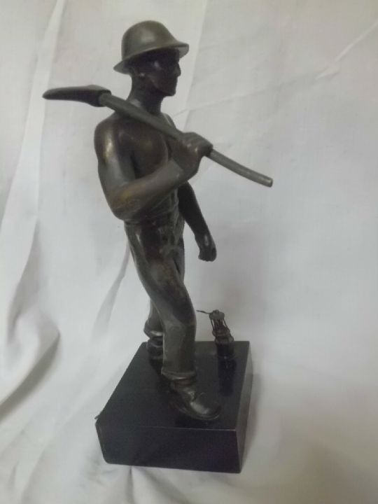 Starožitná Bronzová Socha - HORNÍK - HAVÍŘ - Josef Fojtík - 3