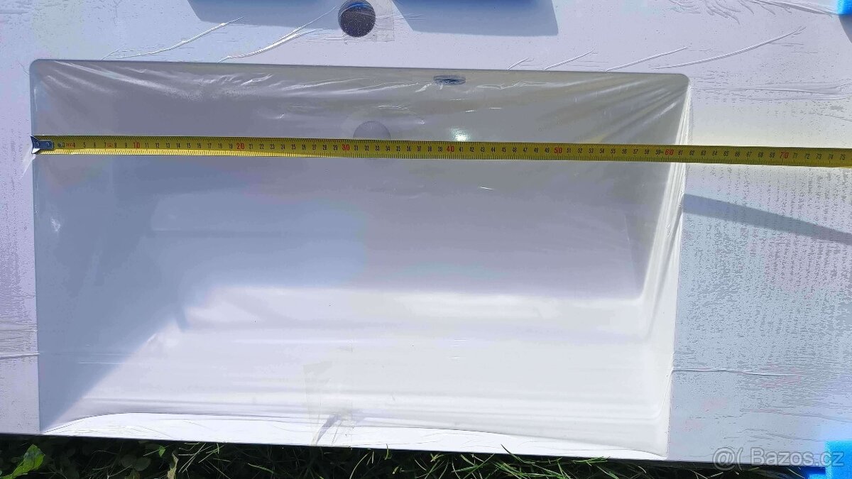 Koupelnové hranaté umyvadlo 120x46cm - litý mramor - 3