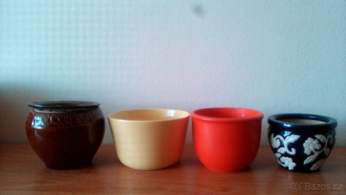 Retro obaly na květináč-plast,keramika,bam.polička,květináče - 3