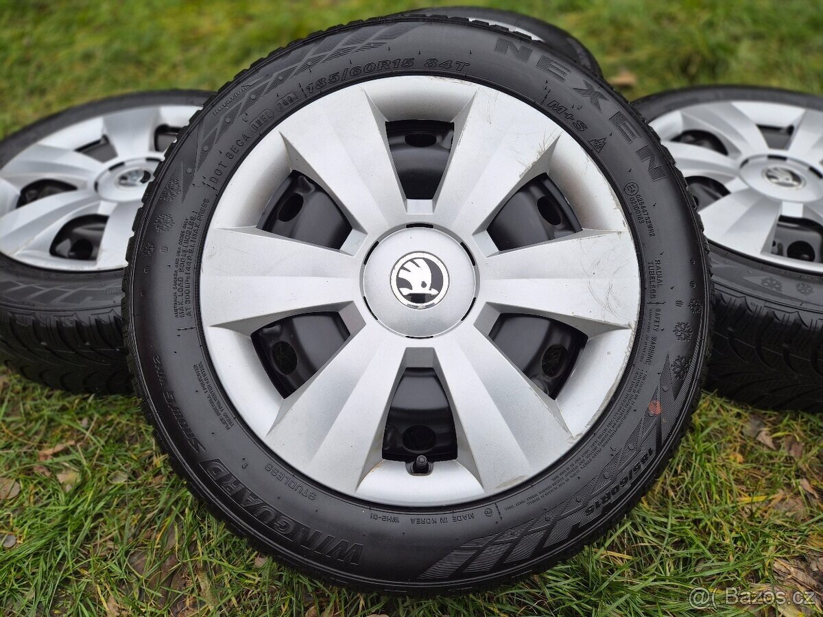 Kompletní zimní ocelová kola ŠKODA - 185/60 R15 - 5x100 - 3