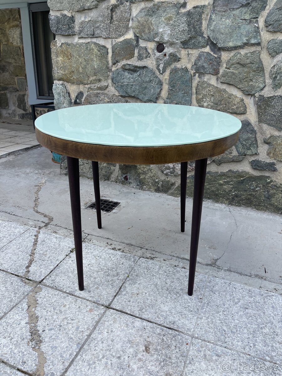 Retro stolek s původním sklem - 3