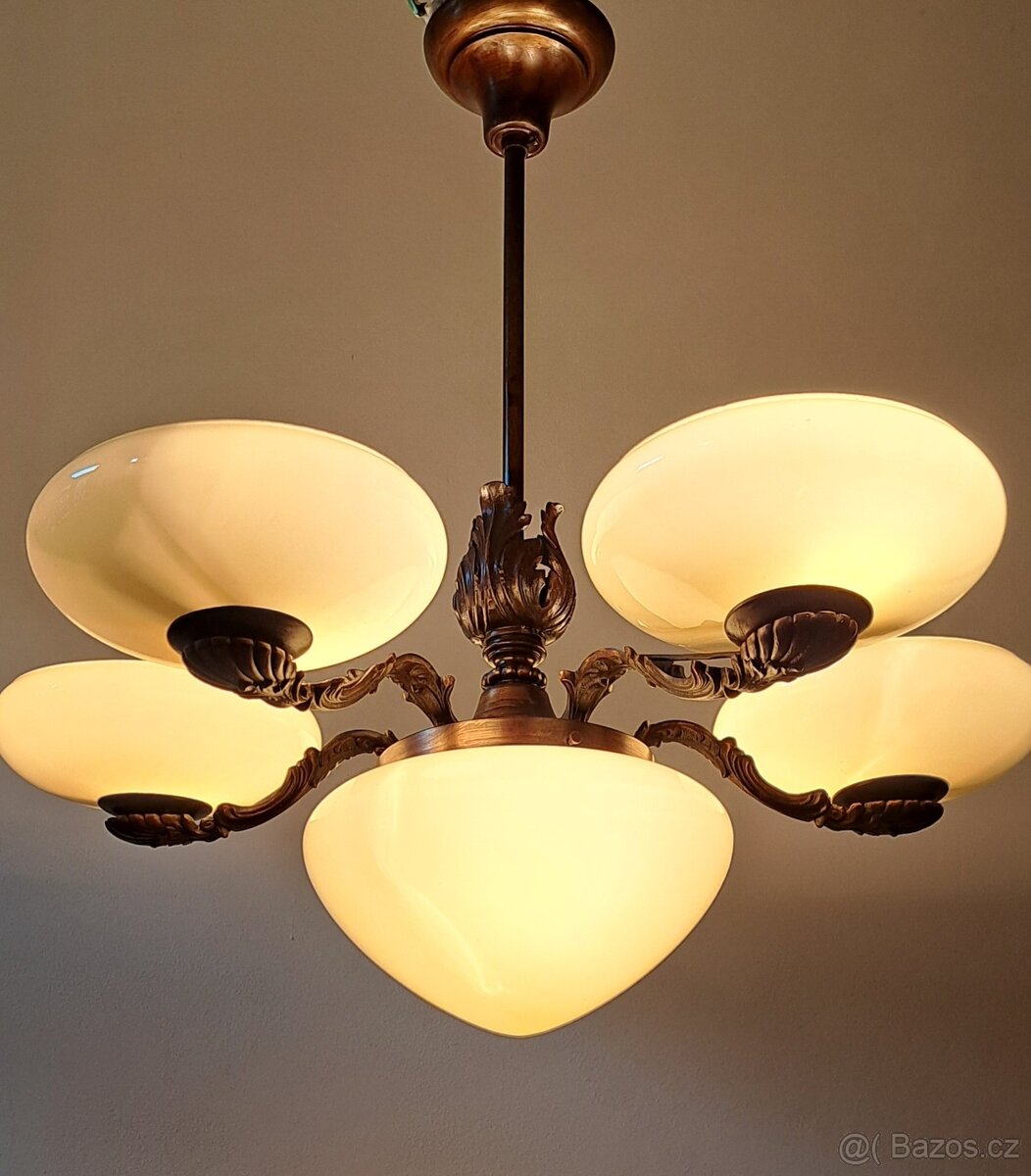 Art Deco starožitný lustr, 1930 - 3