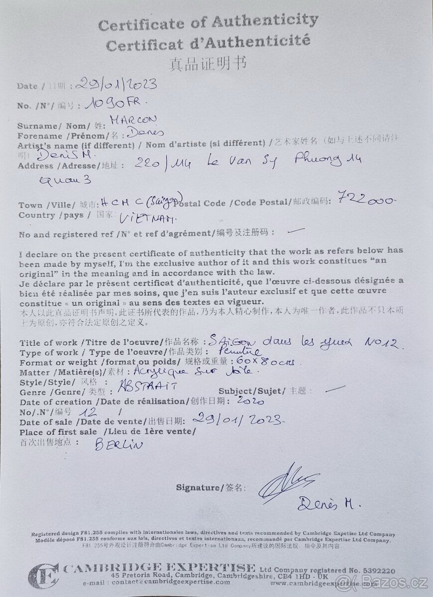 Denis Marcon - Saigon dans les yeux N 12 (+ Certifikát) - 3