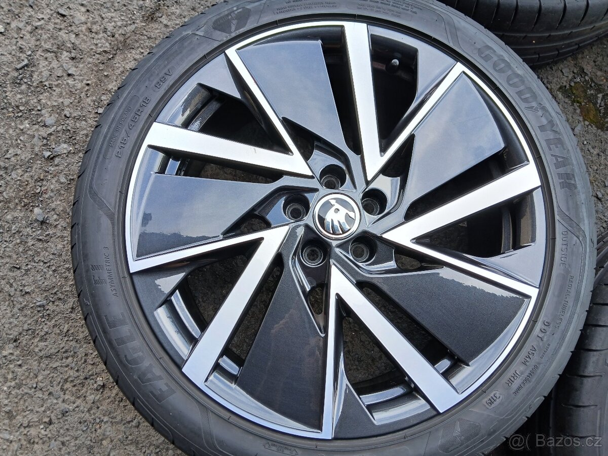 Prodám sadu Orig ALU kol Škoda 215/45R18 letní - 3