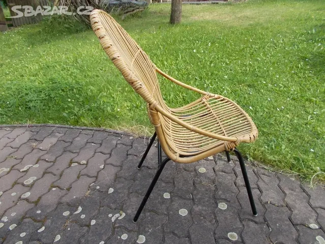 Retro ratanové - proutěné křeslo - 3