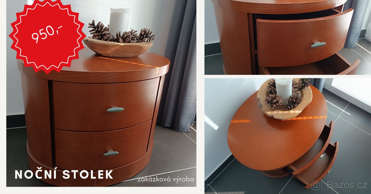 Designový noční stolek – masivní provedení - 3