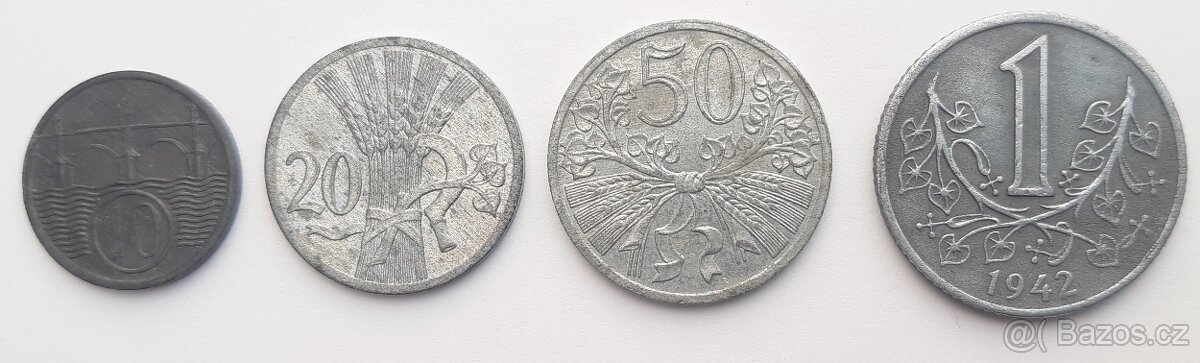 4x mince Protektorát: 10h,20h,50h (1941), 1K (1942) - 3