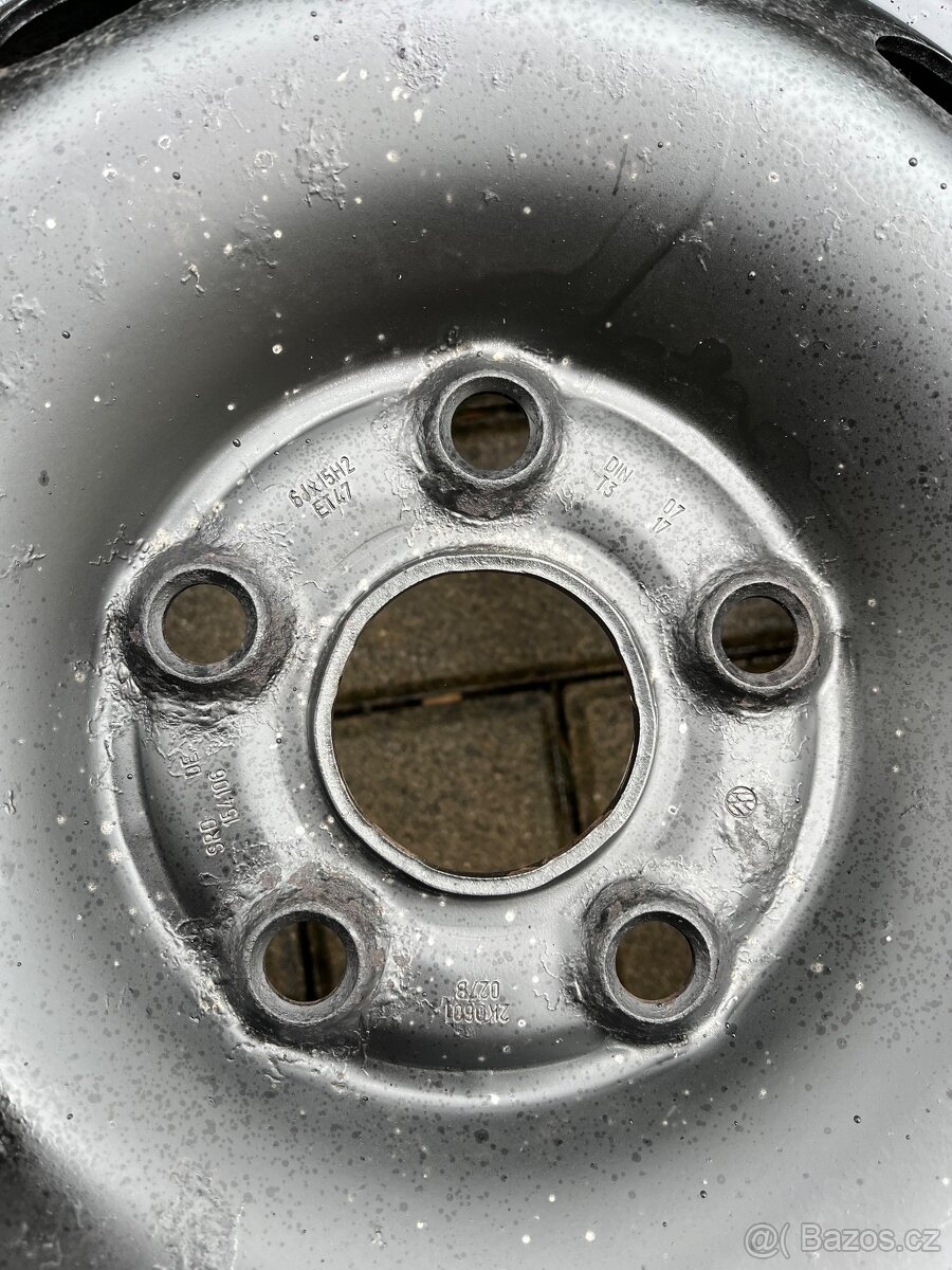 4x plechové disky 5x112 R15, zimní pneu, audi, vw , škoda - 3