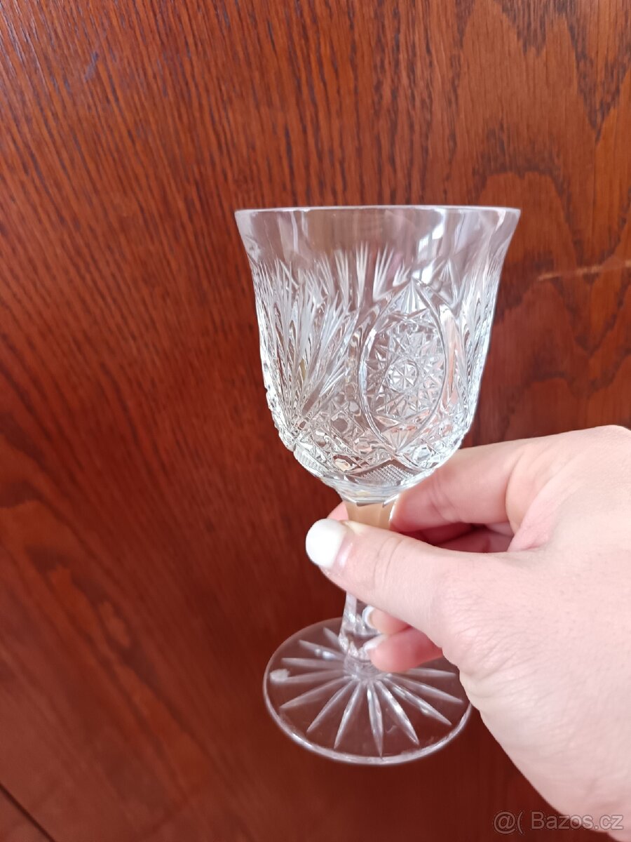 Retro broušené skleničky na stopce - 4ks - 3