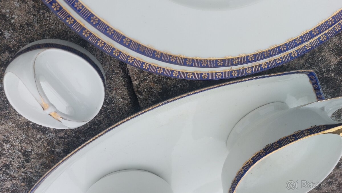 Starý porcelán - modrý pruh - 3