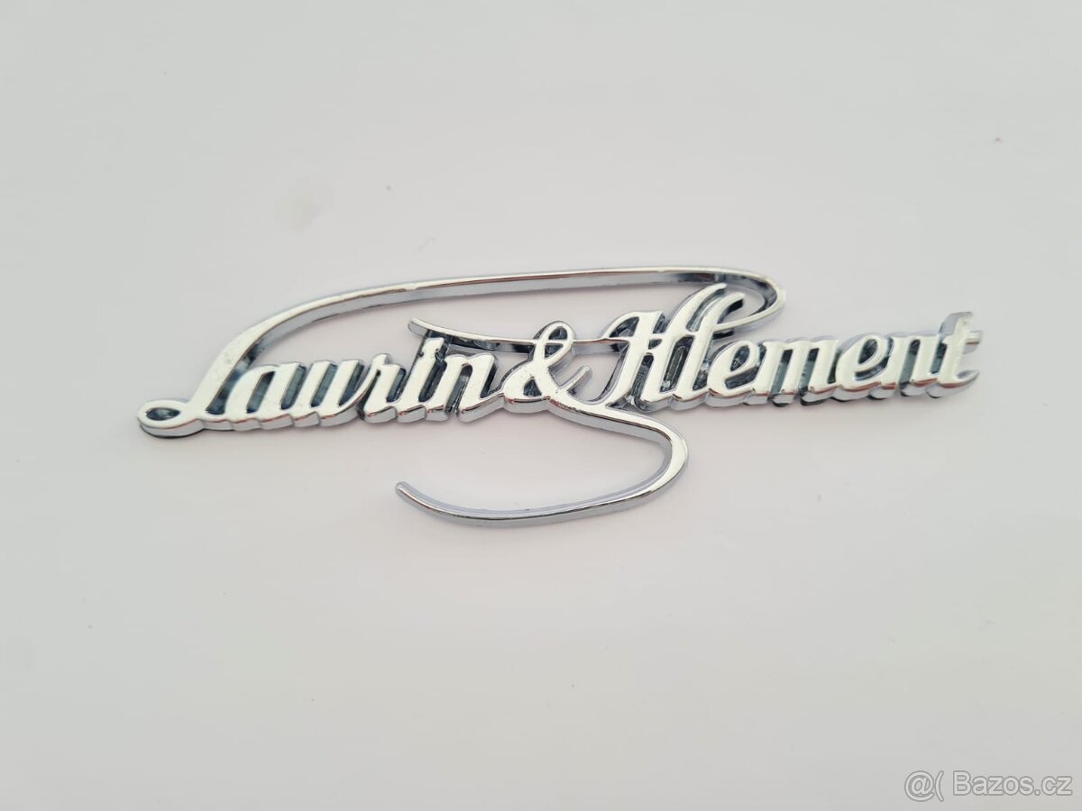 Nápis Laurin Klement , chrom, zlatý, červený, čierny - 3