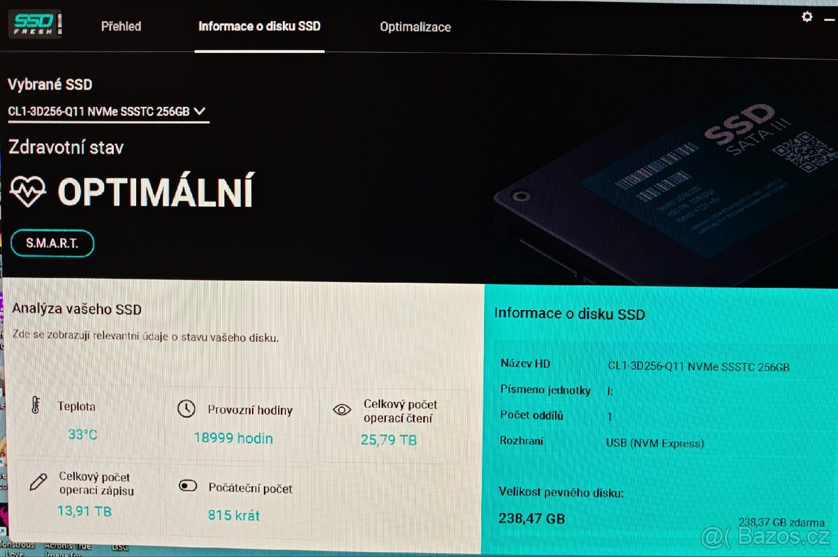 NMVe M.2 2230 SSD Dell/Liteon CL1 256 GB - 3