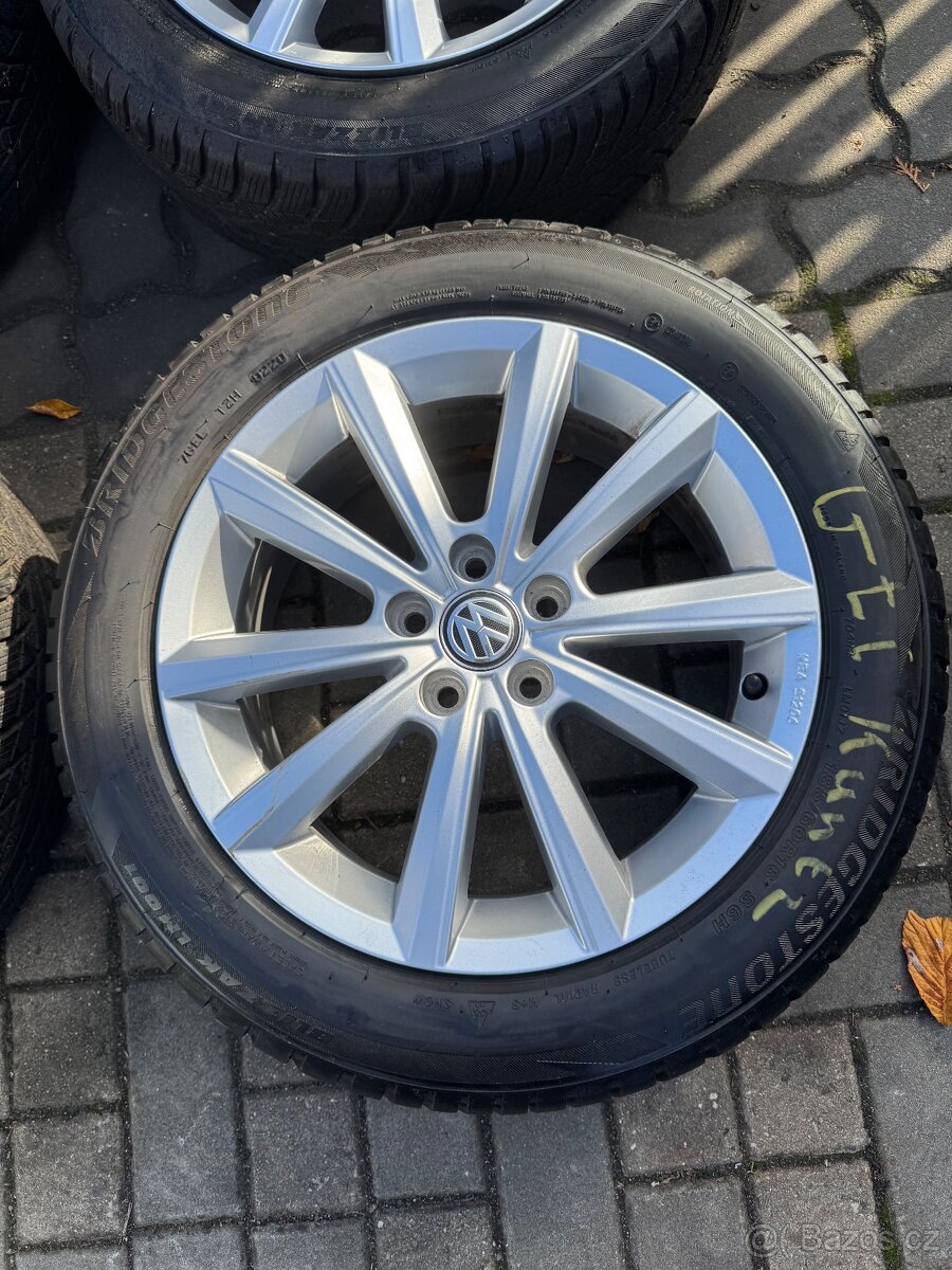 ORIGINÁL Alu Volkswagen Merano R16, 5x100 - TOP STAV, ZIMNÍ - 3
