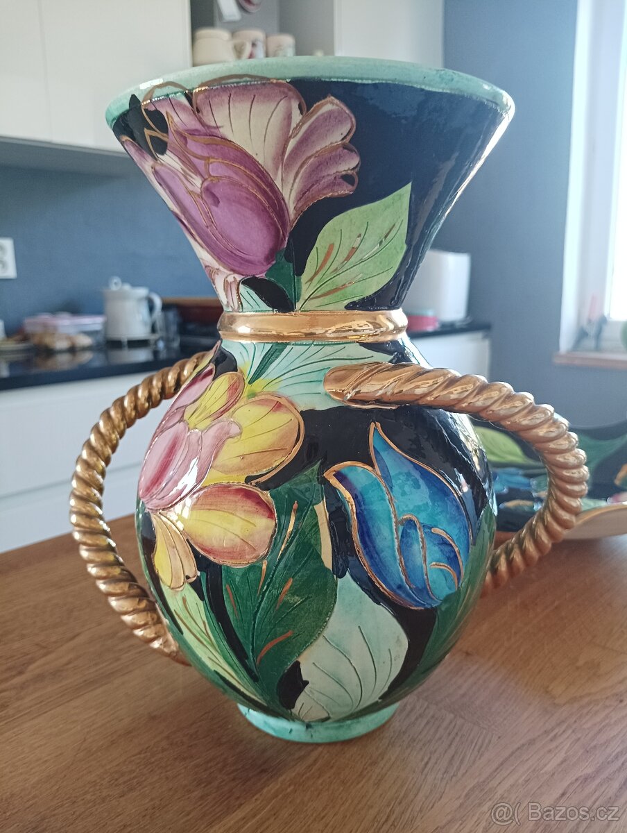 FAJÁNS VÁZA S MÍSOU HÉLÉNE UGO VALLAURIS PROVENCE FRANCE - 3