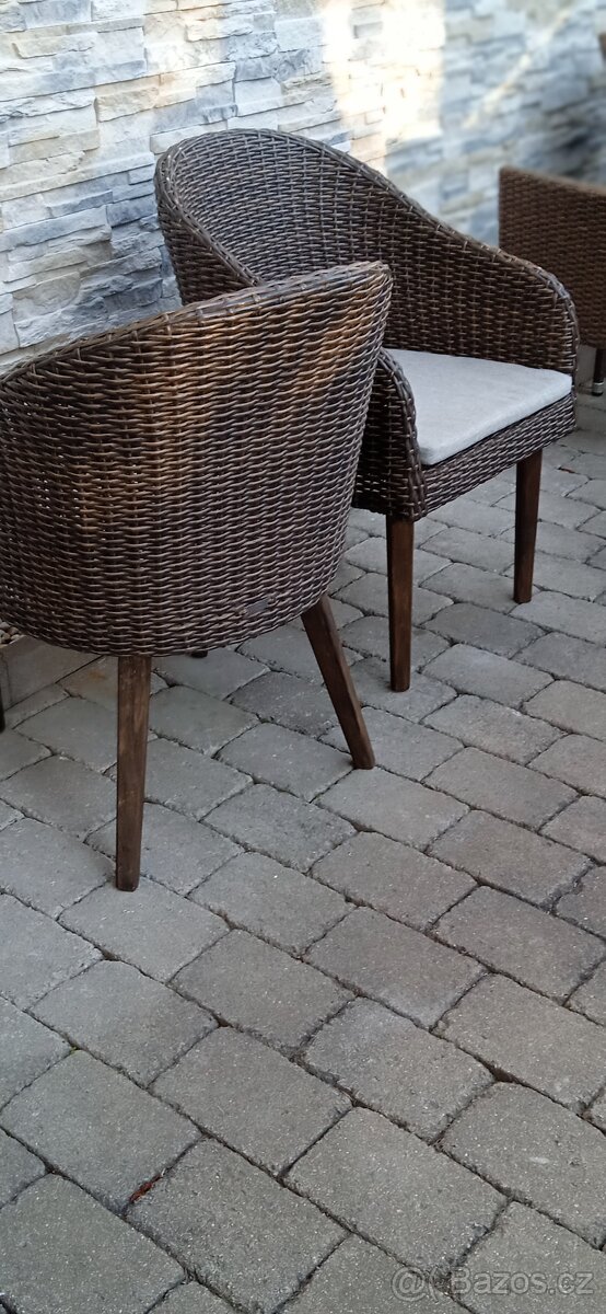 Ratanová křesla plast 3ks - 3