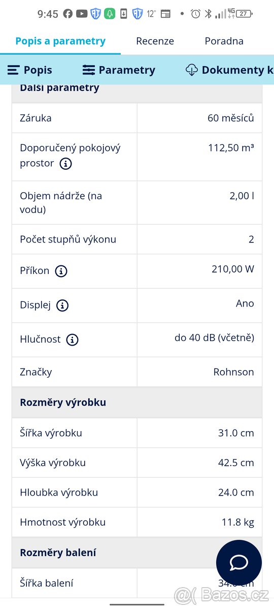 Odvlhčovač Rohnson R 9810 - 3