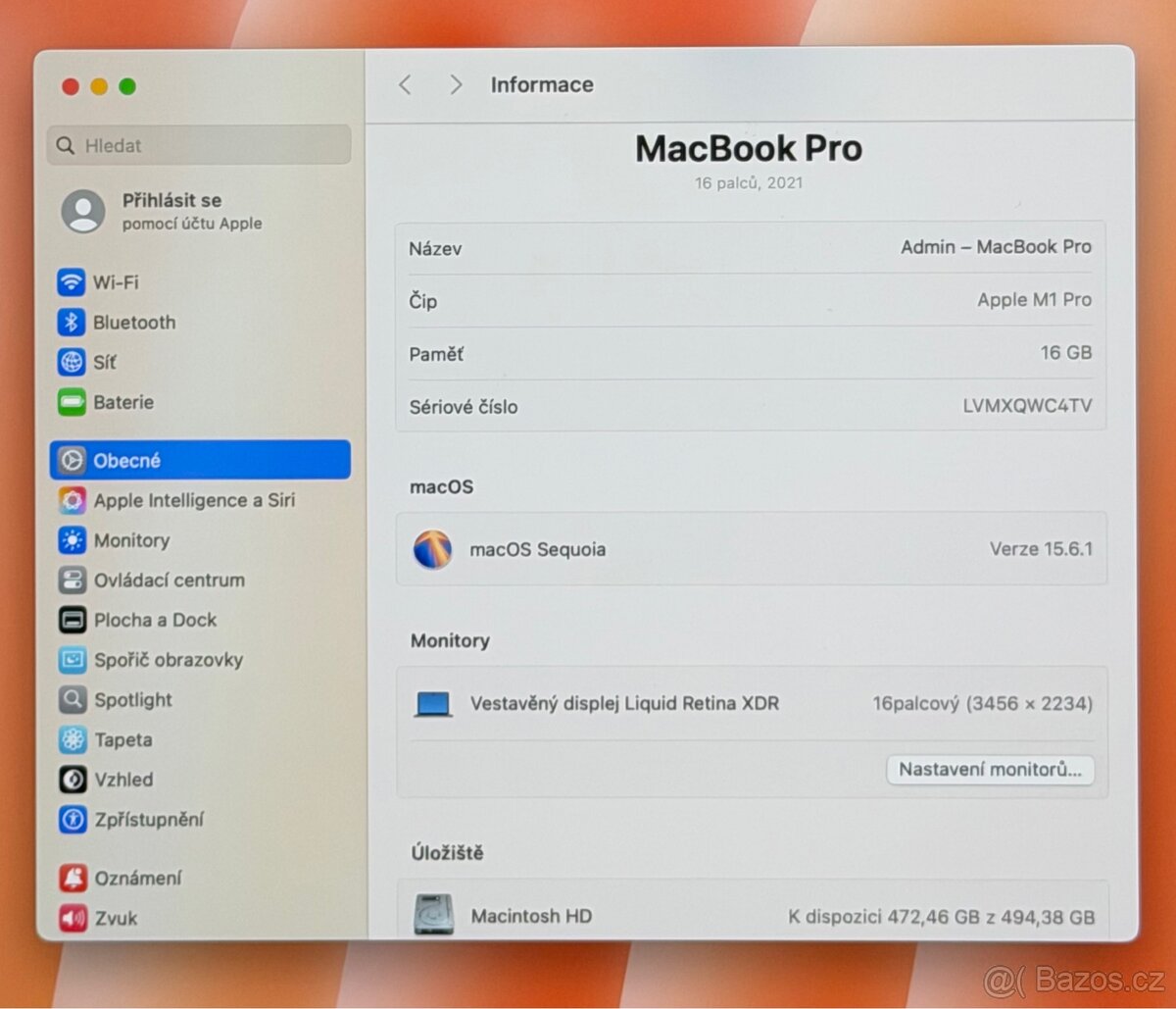 MacBook Pro 16” (2021) M1 Pro, 16 GB RAM, 512 GB SSD Záruka - 3