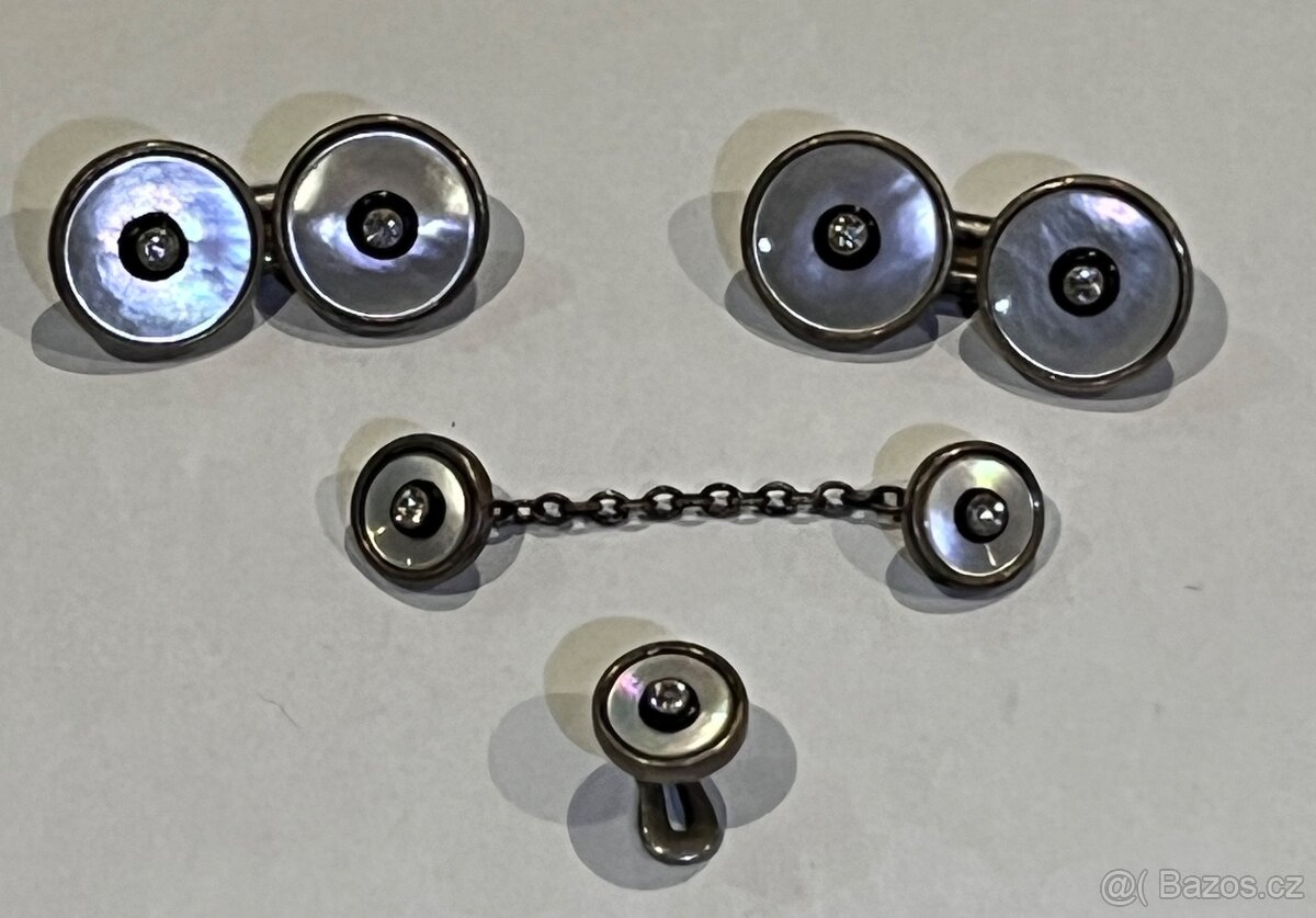 Starý pánský set – manžetové knoflíky + košilové knoflíčky, - 3