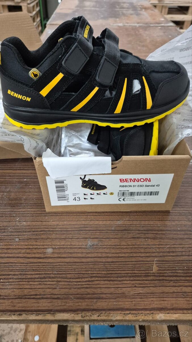 Bennon RIBBON S1 ESD sandál Černo-žlutá - 3