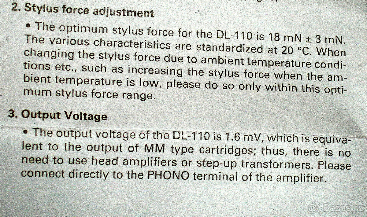 PRODÁM HIGH-END MC VLOŽKU DENON DL-110, plně funkční, JAPAN - 3