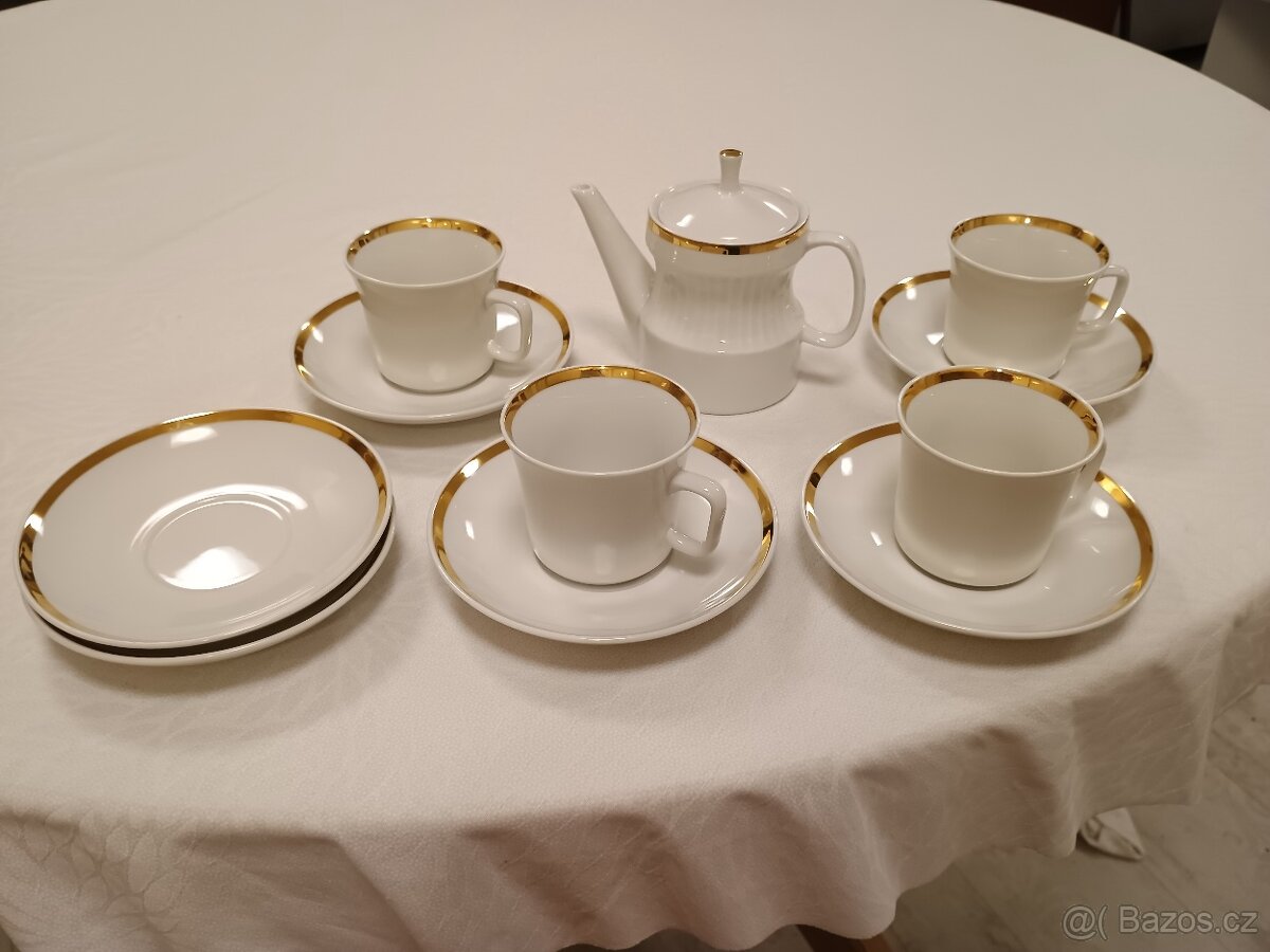 kávová souprava bílo-zlatá 11 ks - 3
