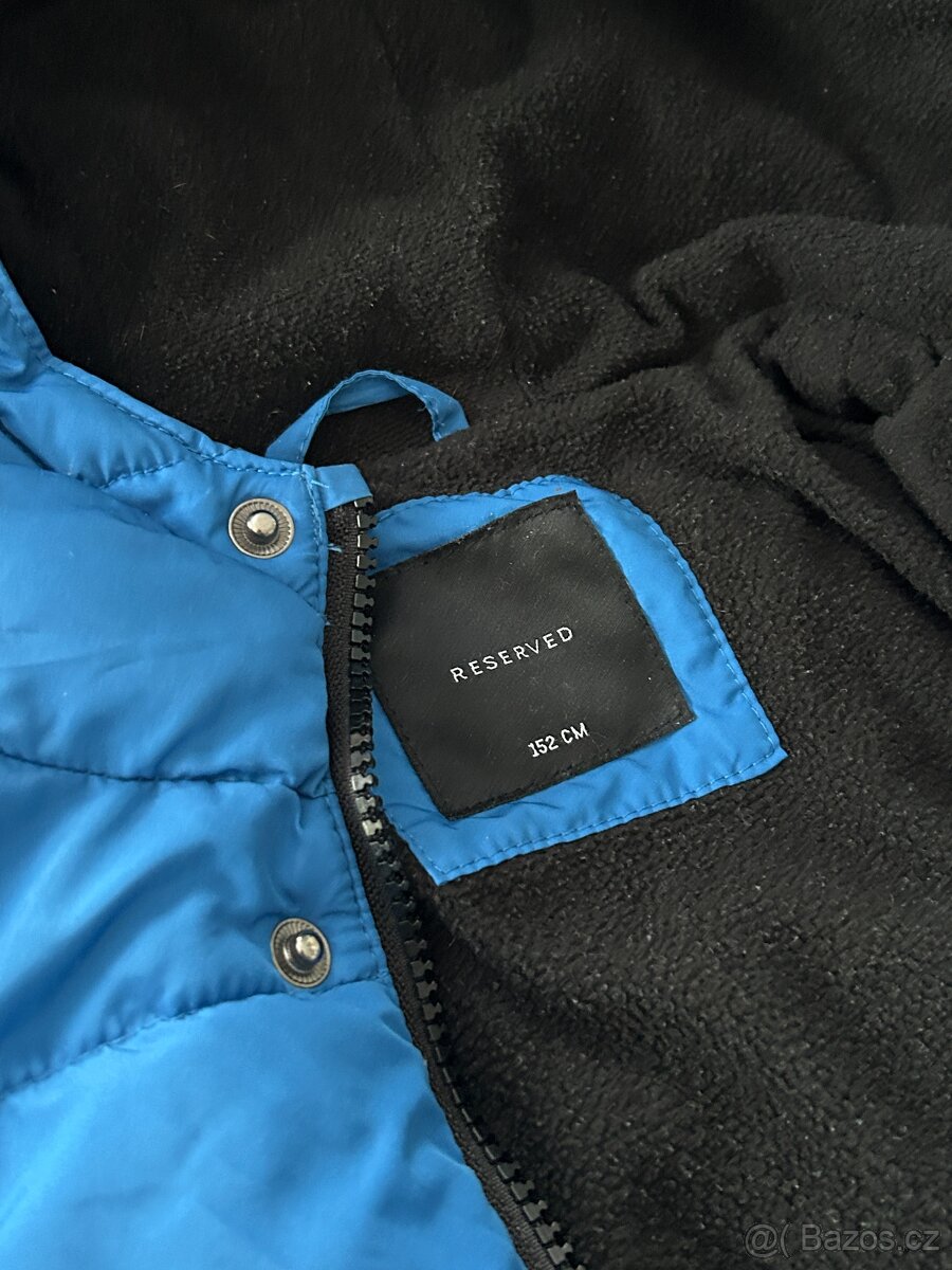 Zimní bunda dětská vel. 152, modrá, péřová, jako nová - 3