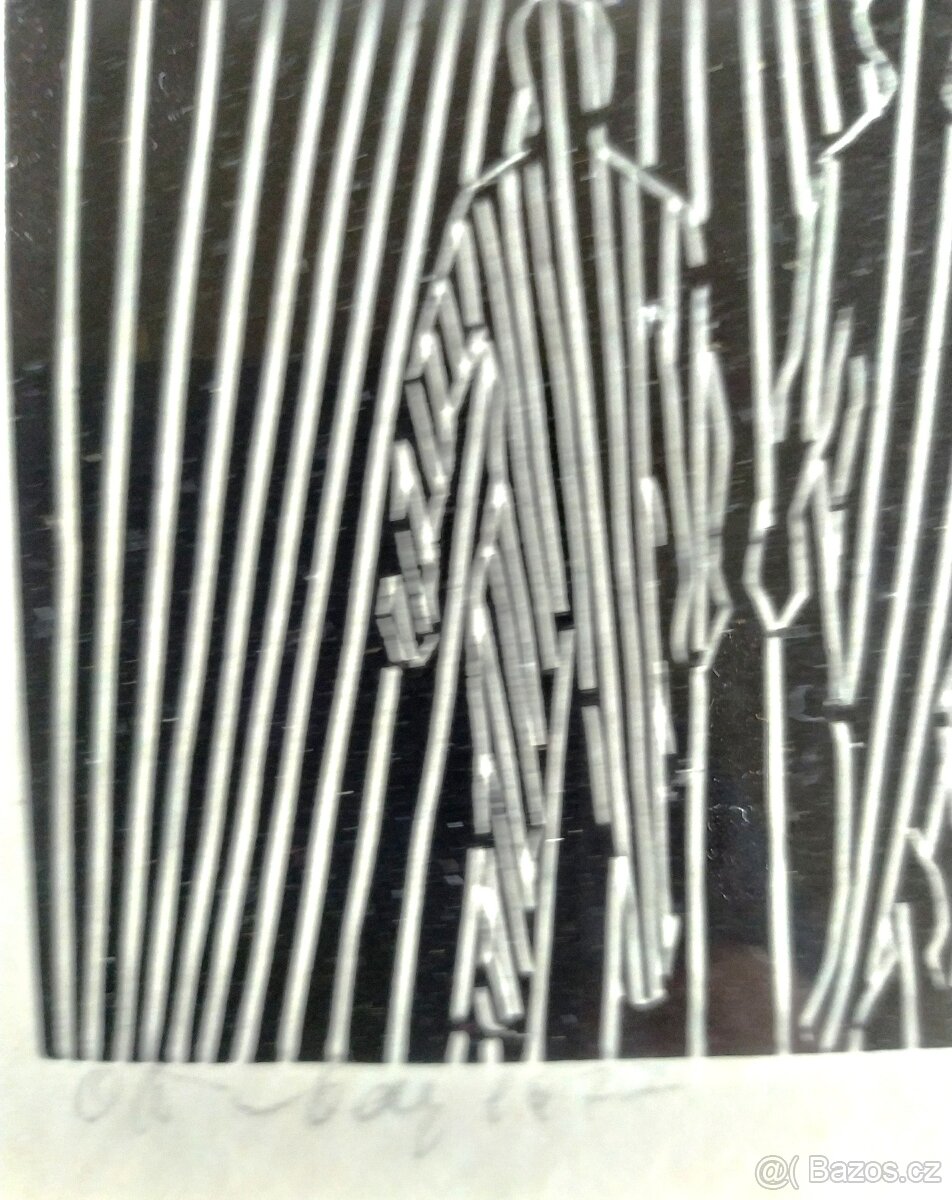 Nabízím grafický list od Orest Dubay 1977 9x9cm - 3