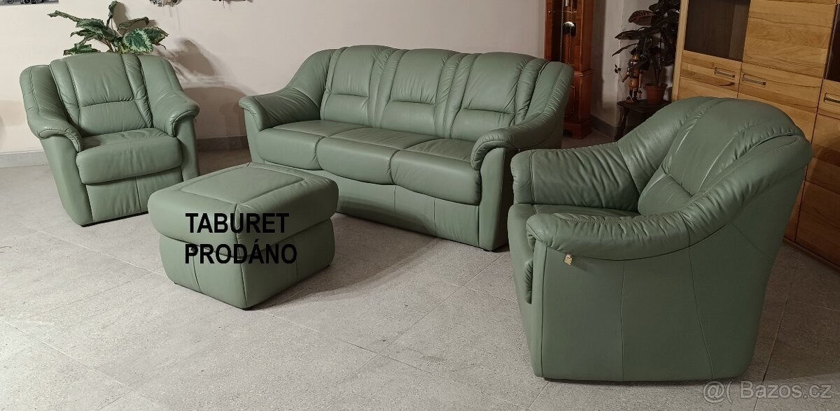 Kožená, značková sedací souprava 3+1+1. - 3