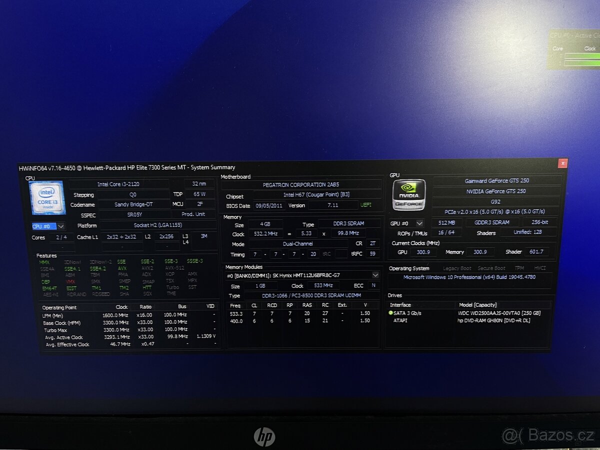 Počítač HP Elite 7300 MT / NVIDIA GTS 250 - 3