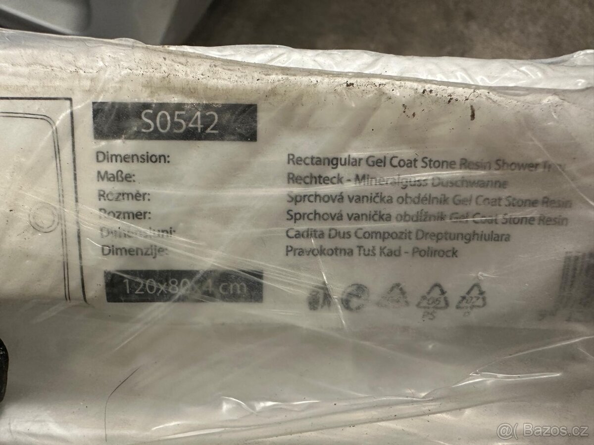 Sprchová vanička z litého mramoru 120x80x4 cm - 3