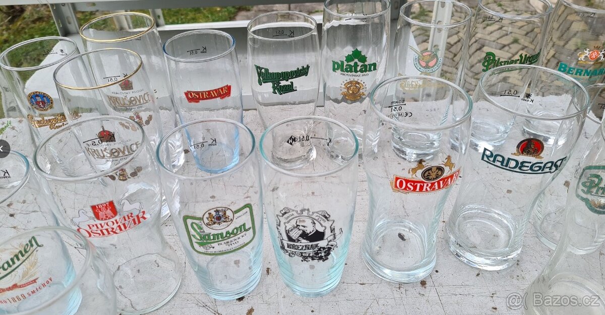 Pivní sklenice, výšky, jen české pivovary 23 ks - 3