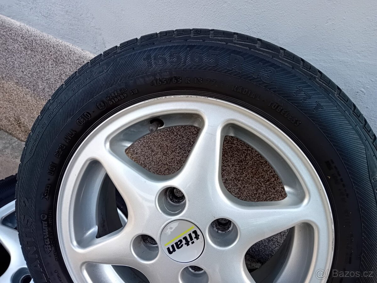 Alu kola Titan 4x100 s letními pneu 165/65/R13 - 3