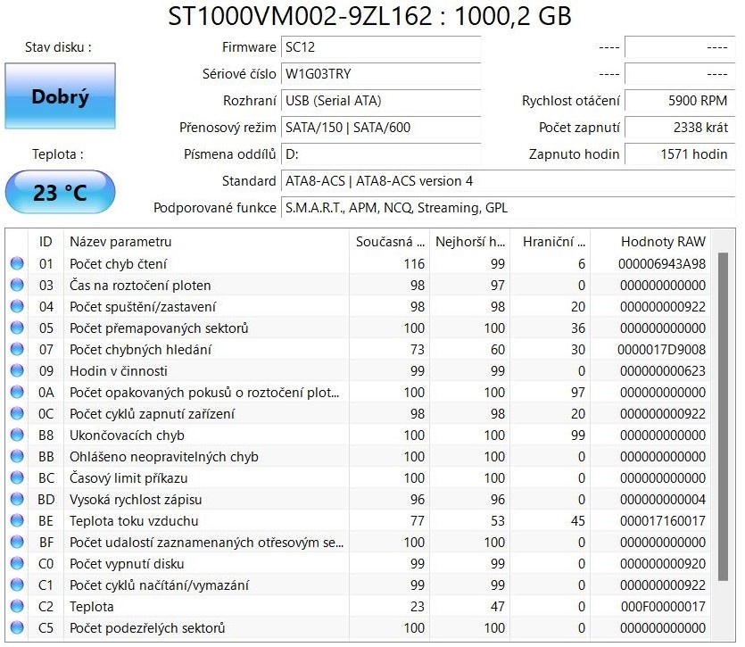 3,5" SATA HDD 1 TB SEAGATE PIPELINE ST1000VM002-9ZL162 - 3