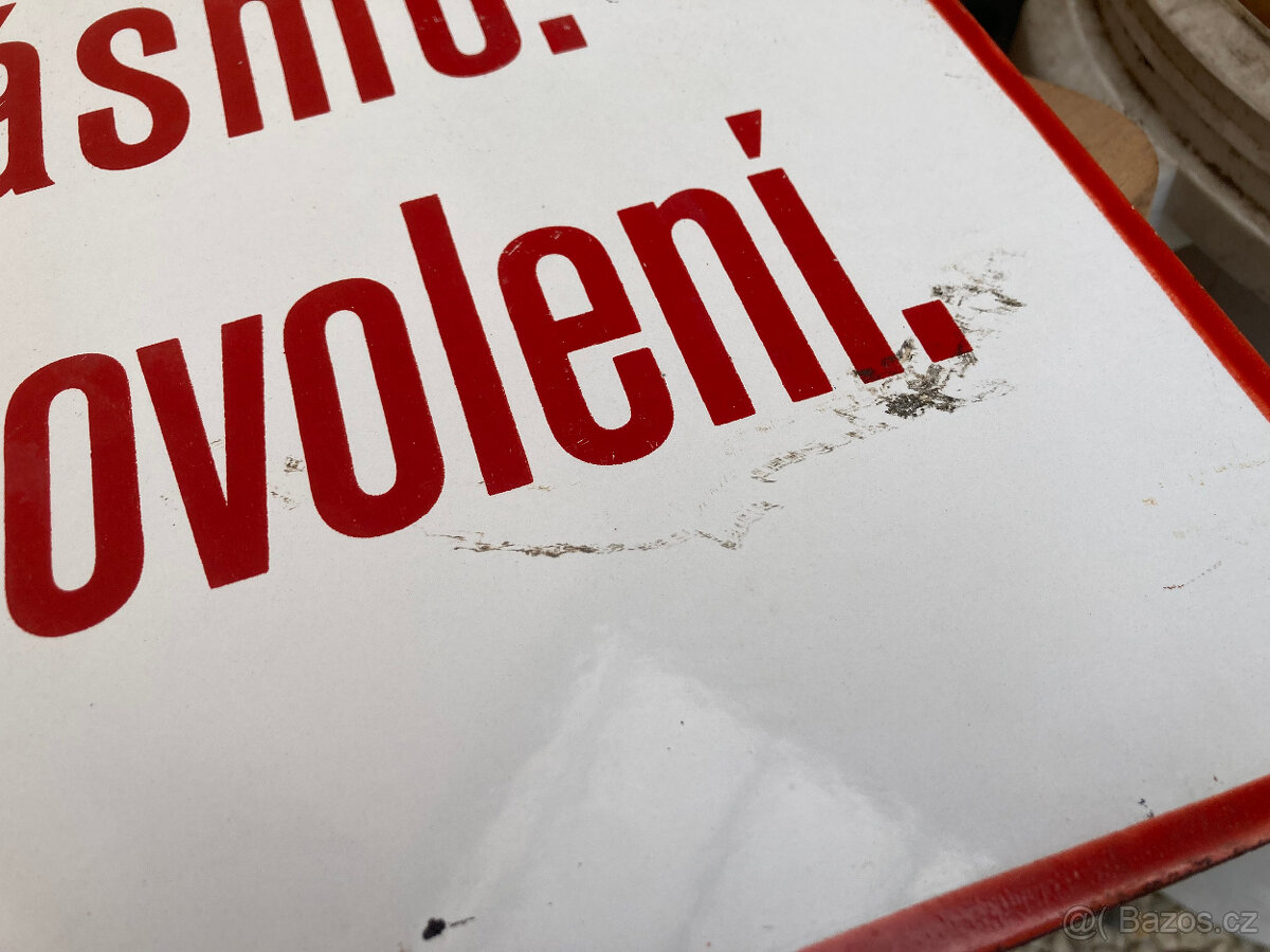 Cedule smaltovaná Pozor Hraniční pásmo - 3