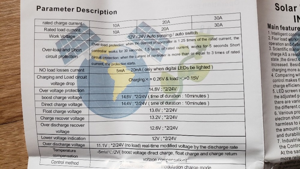 Solární regulátor 20A nabíjení s LED displejem 12V24V Auto - 3