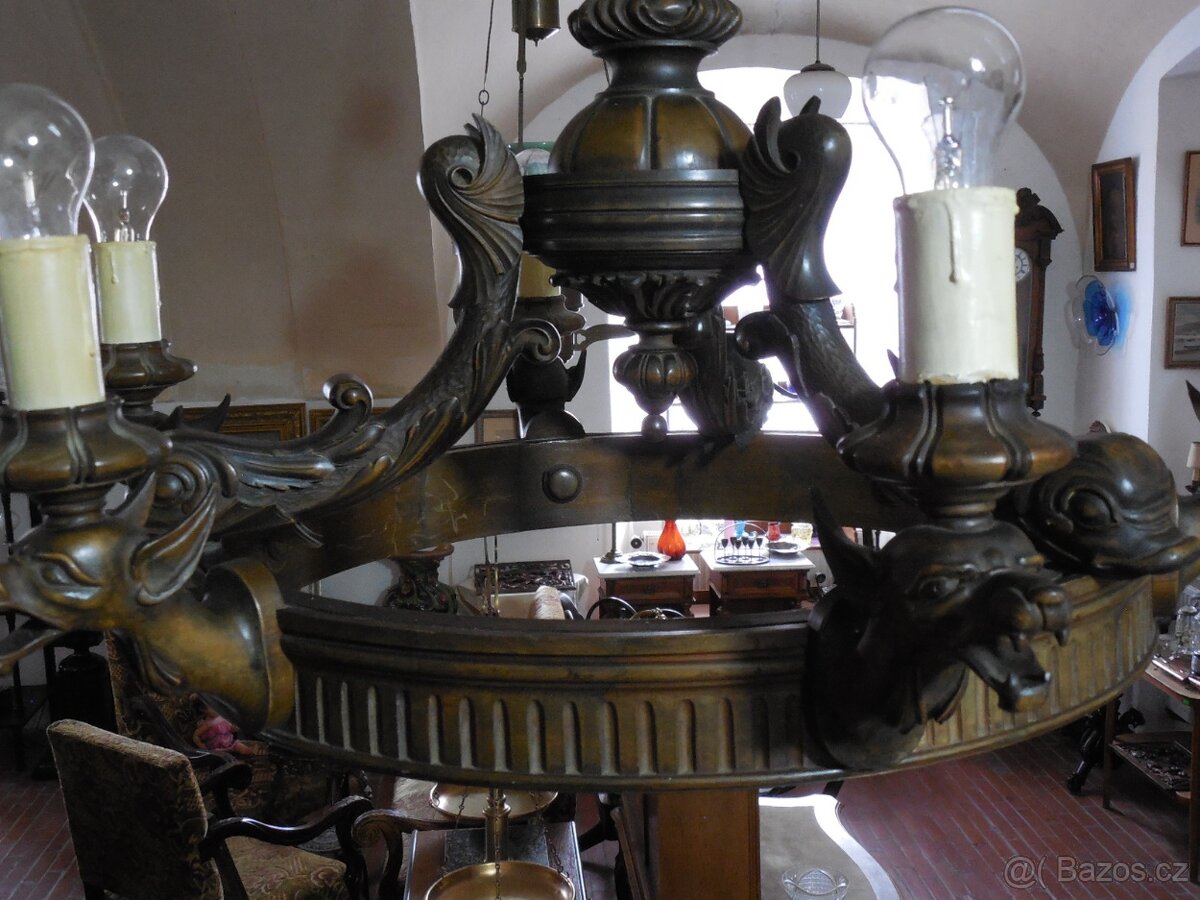 Starožitný lustr draci - 3