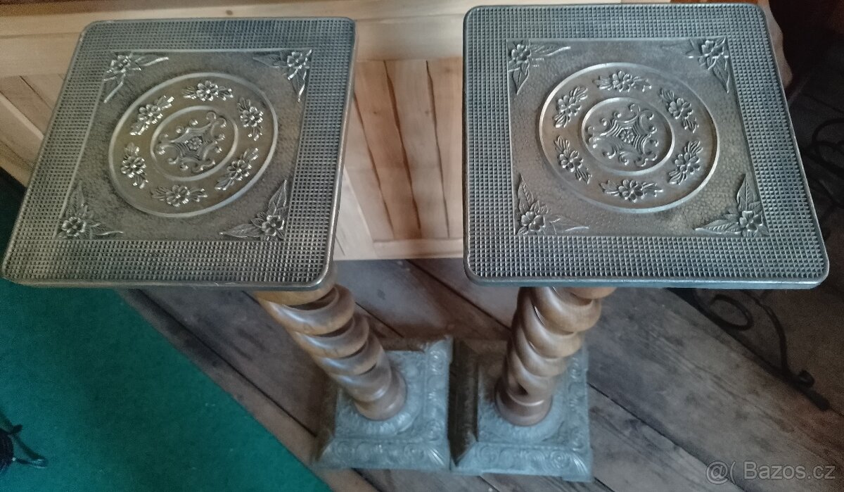 Luxusní masivní, vyřezávané, tepané stojany na kytky - 2 ks - 3