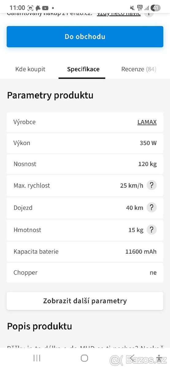 Elektrokolobezka lamax s 11600 - 3