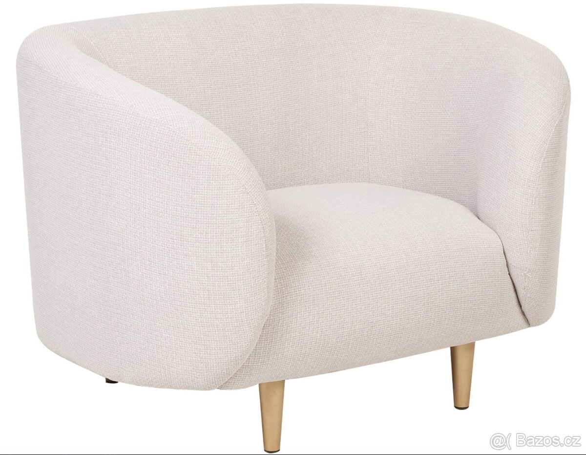 Křeslo LOEN, světle béžová látka - 3