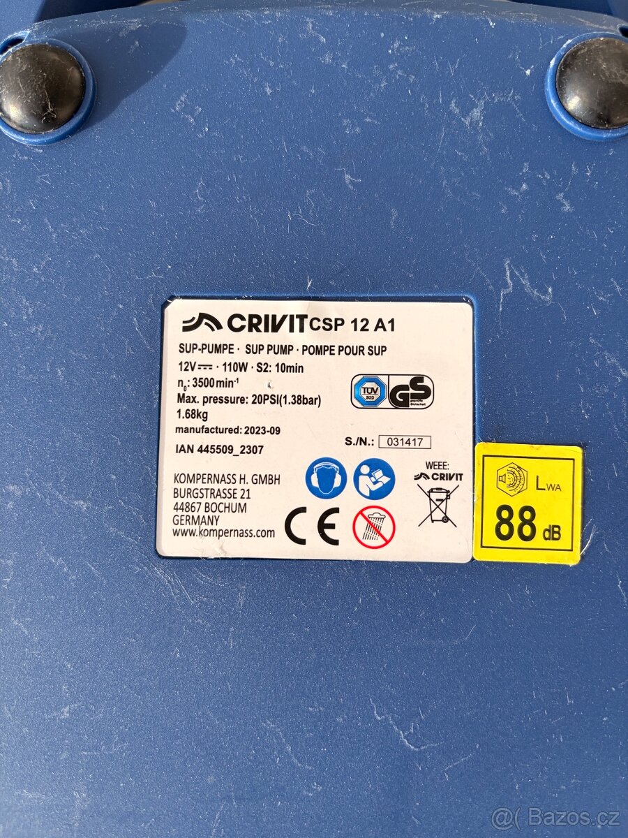 Elektrická pumpa 12V pro SUP (paddleboard) - 3