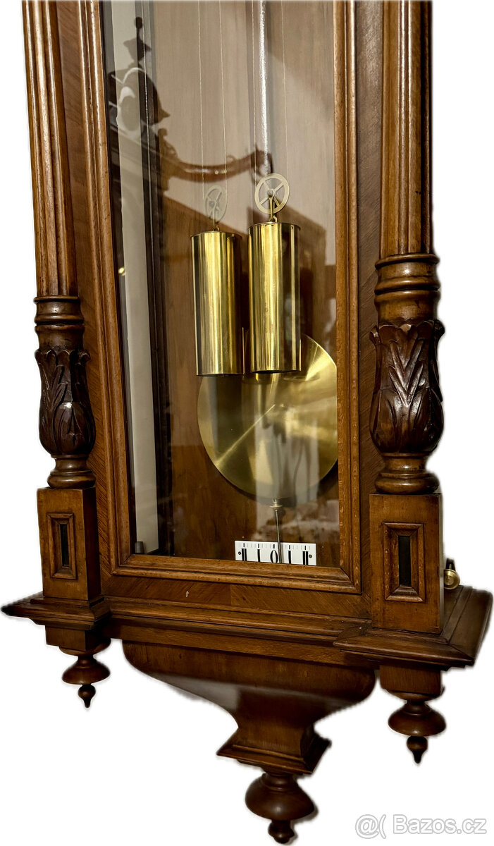 Nástěnné pseudorenesanční pendlové dvou-závažové bicí hodiny - 3