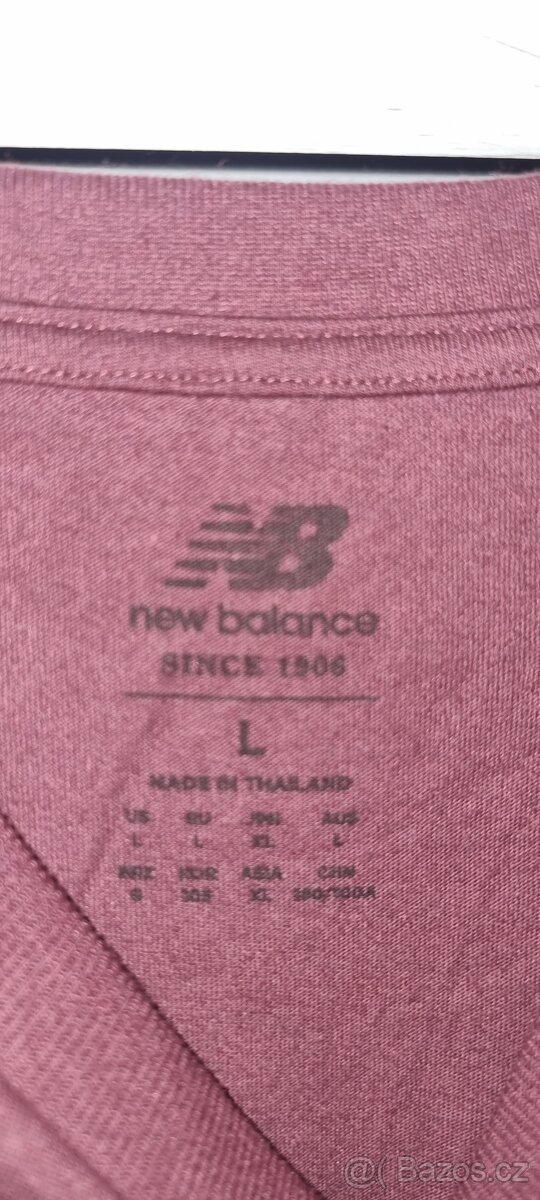 Pánské vínové tričko New Balance, velikost L - 3
