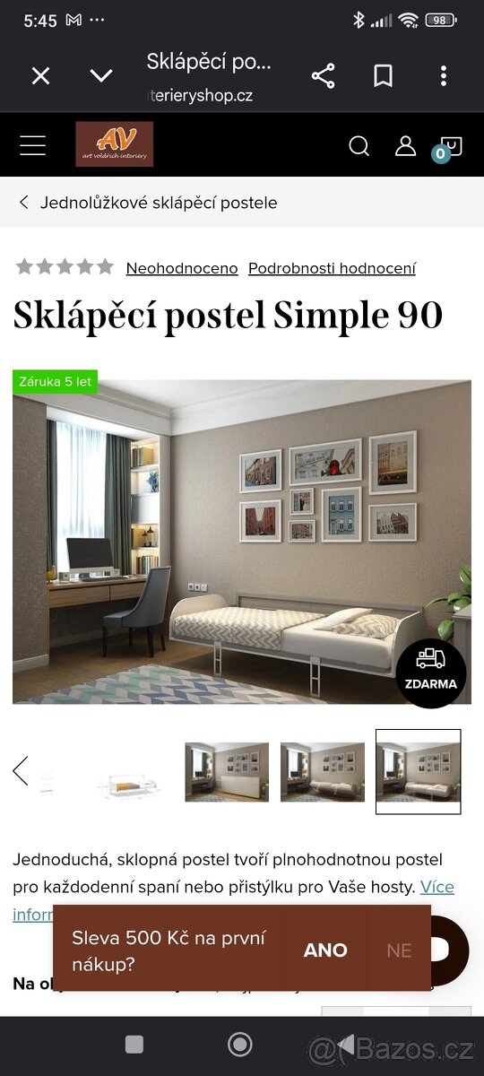 Sklápěcí postel single - 3
