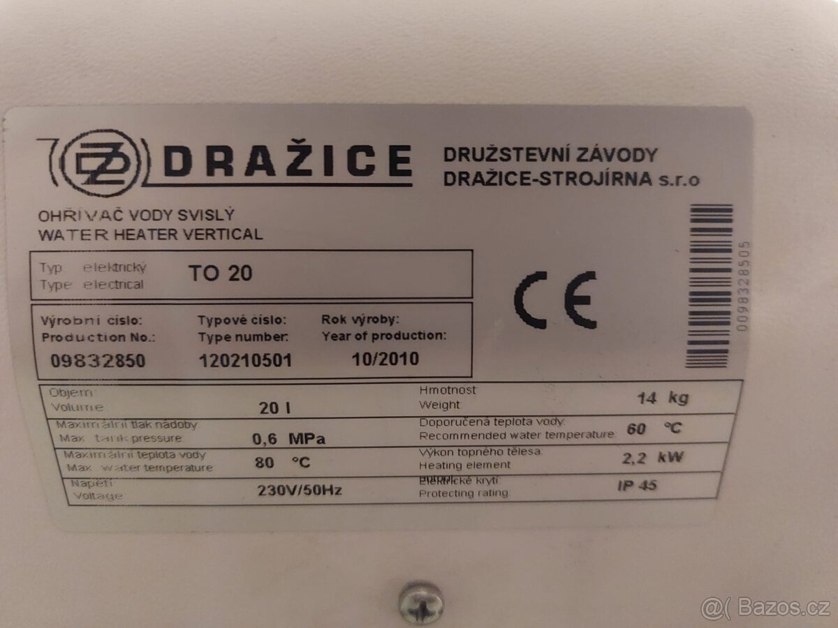 Elektrický ohřívač Dražice TO 20 - 3