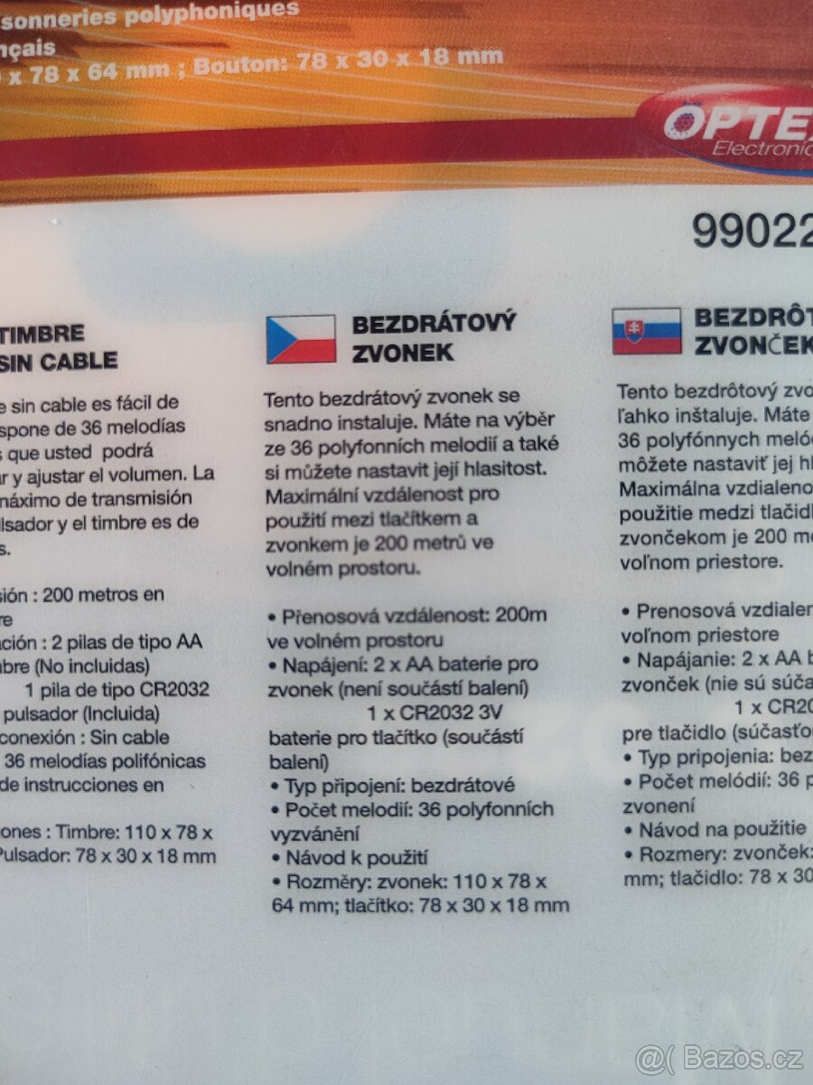 Bezdrátový zvonek OPTEX 990226 - 3