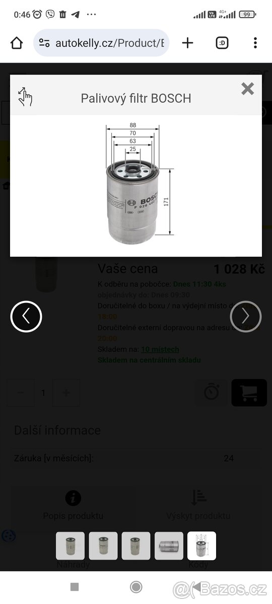 Palivový filtr BOSCH Ducato boxer jumper - 3