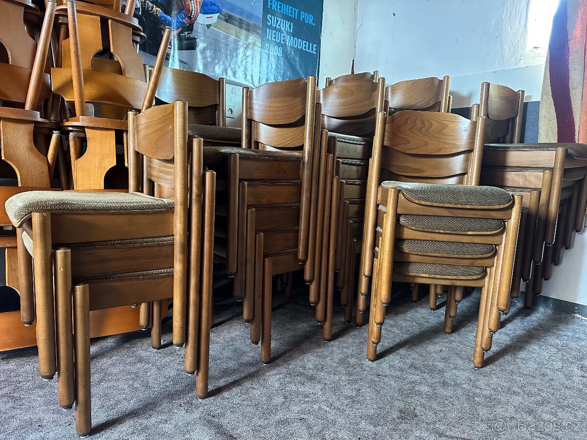 Stohovatelné restaurační židle, rustikální, 21kusů - 3