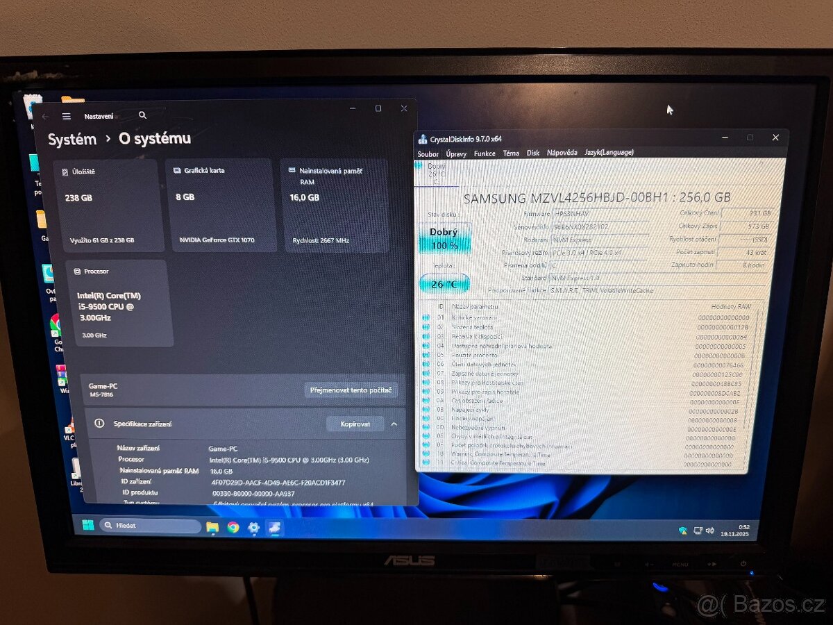 Herní PC 2. i5-9500 16GB DDR4 NVMe 250GB+HDD GTX1070 8GB - 3