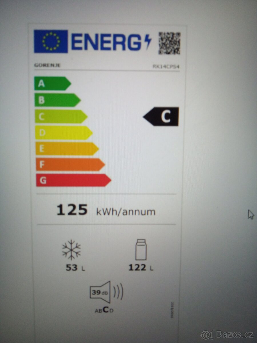 Lednice s mrazákem Gorenje - stříbrná, úzká - 3