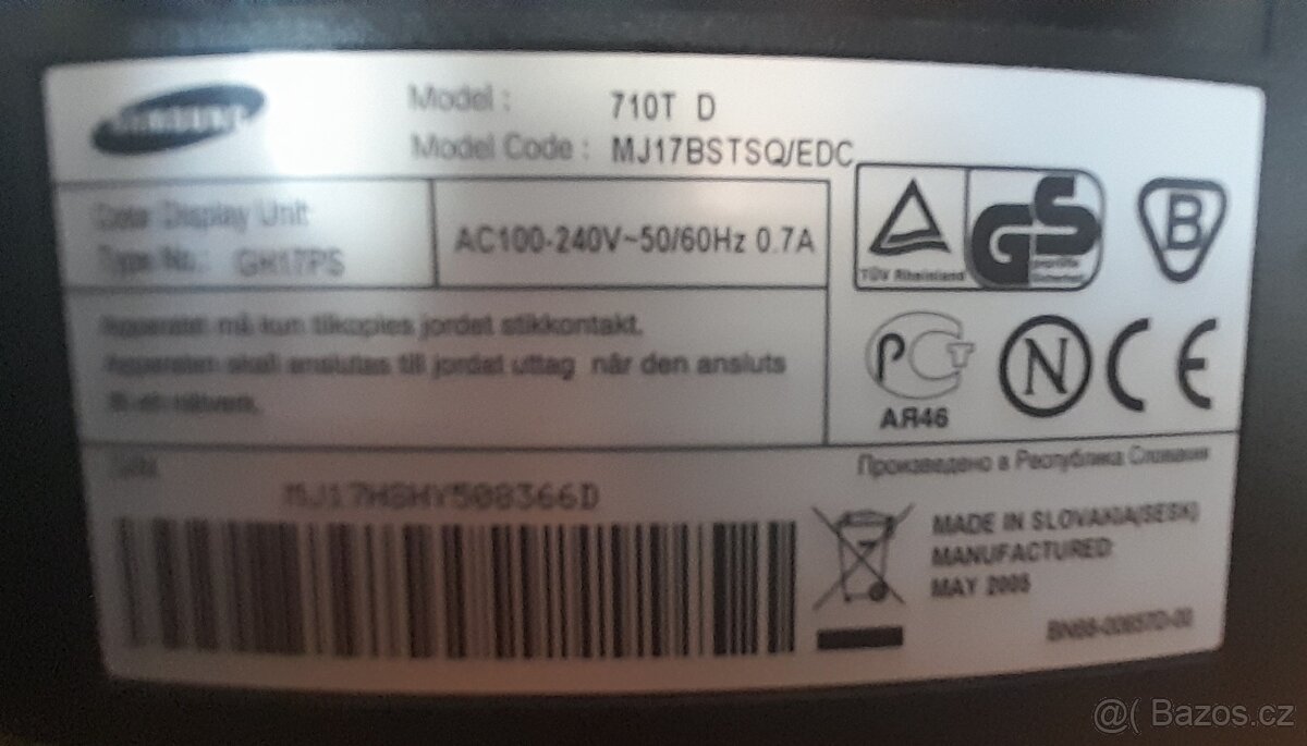 LCD MONITOR SAMSUNG MODEL SyncMaster 710T D, - 3